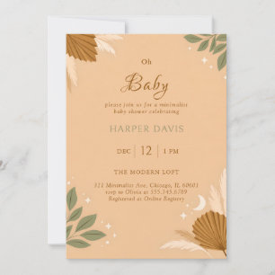 Invitation Baby Shower Moderne Bohème aux Touches de Sauge, d
