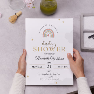 Invitation Baby shower moderne Boho Rainbow