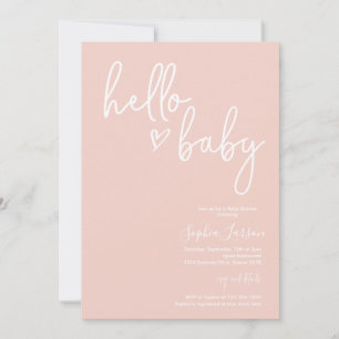 Invitation Baby shower moderne Boho rose vif minimaliste