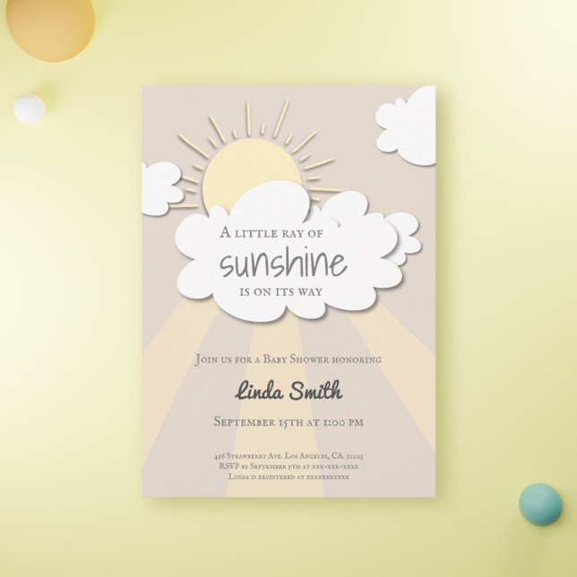 Invitation Baby shower moderne Boho Sunshine Neutre (Créateur téléchargé)