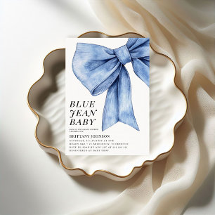 Invitation Baby shower moderne Bow Denim