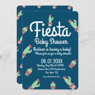 Invitation Baby shower moderne Cactus Border Fiesta