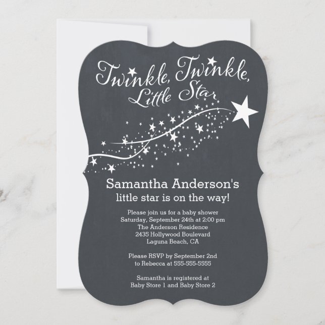 Invitation Baby shower moderne Chalkboard Star (Devant)