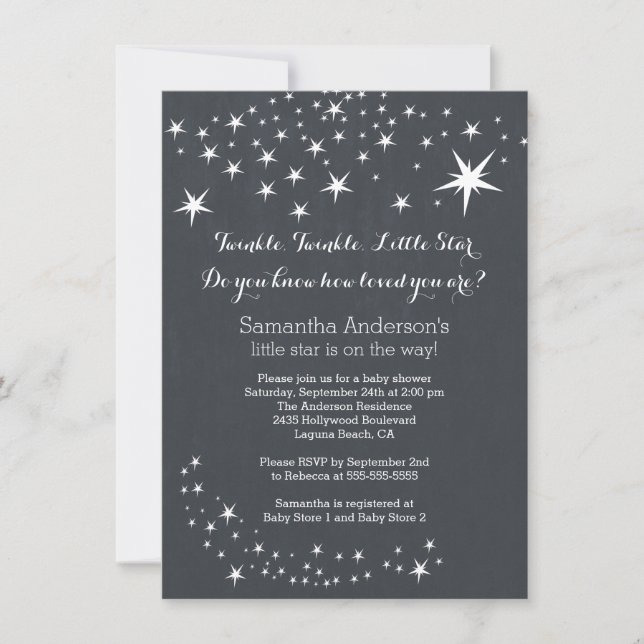 Invitation Baby shower moderne Chalkboard Star (Devant)
