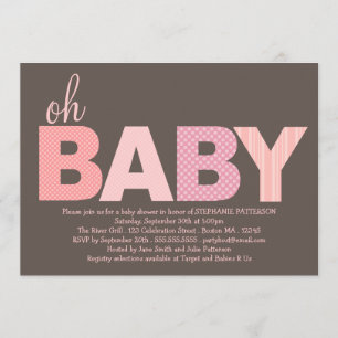Invitation Baby shower moderne chatouillé de bébé de rose oh