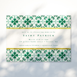 Invitation Baby shower moderne chic et vert St. Patrick's Day