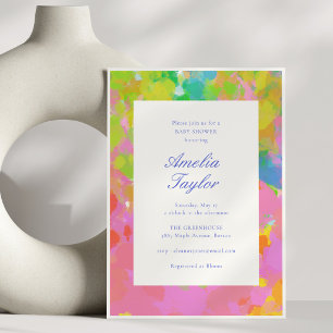 Invitation Baby-Shower Moderne Coloré Abstrait Chic