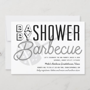Invitation Baby shower moderne Couples Barbecue Noir & Blanc