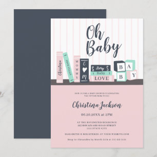 Invitation baby shower moderne de bibliothèque de livres pour