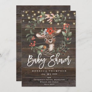 Invitation baby shower moderne de boho floral et mignon de