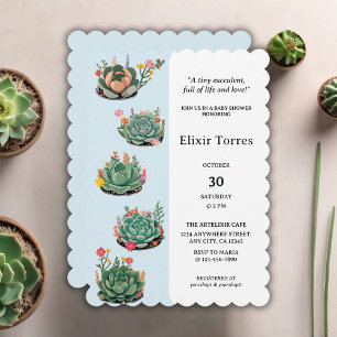Invitation Baby shower moderne de cactus succulents