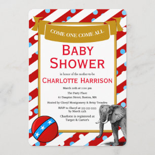 Invitation Baby shower moderne de carnaval de cirque