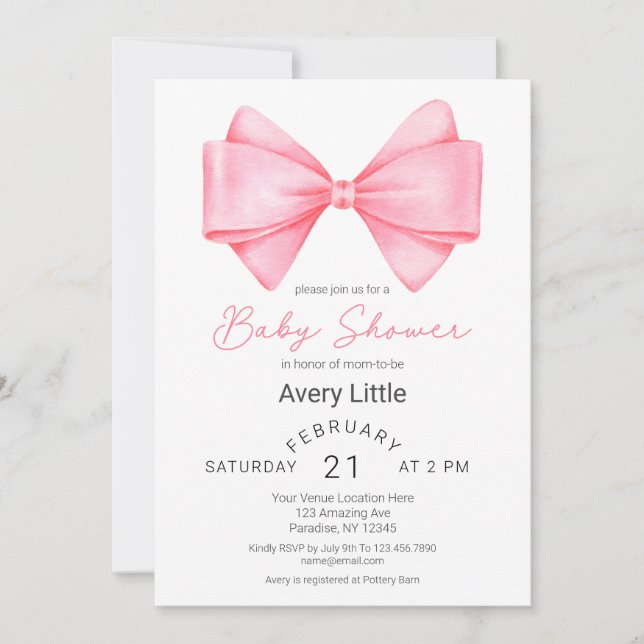 Invitation Baby shower moderne de fille de garçon rose (Devant)