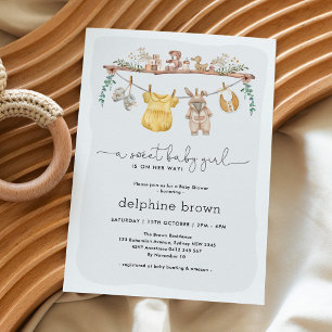 Invitation Baby shower moderne de filles vêtements de pépiniè