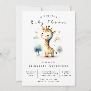 Invitation Baby shower moderne de girafe à imprimer