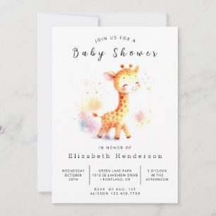 Invitation Baby shower moderne de Giraffe Editable