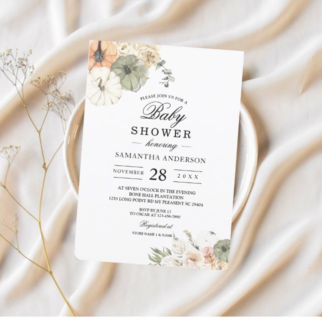 Invitation Baby Shower Moderne de Printemps | Citrouille à l' (Créateur téléchargé)