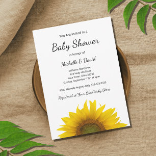 Invitation Baby shower moderne de tournesol Neutre genre