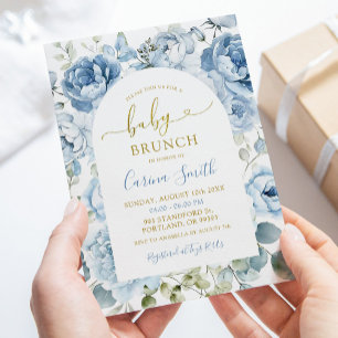 Invitation Baby shower moderne Dusty Blue Floral Arch Brunch