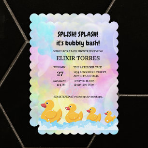 Invitation Baby shower moderne en caoutchouc coloré