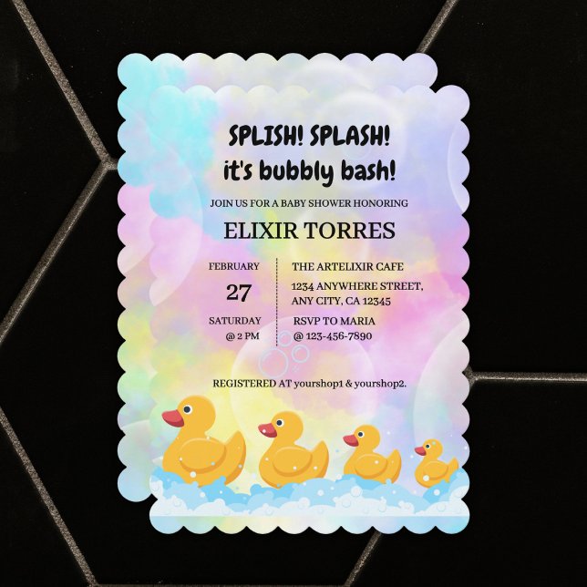 Invitation Baby shower moderne en caoutchouc coloré (Créateur téléchargé)