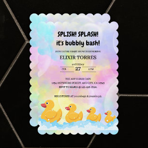 Invitation Baby shower moderne en caoutchouc coloré