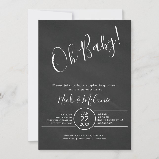Invitation baby shower moderne en damier avec tombola (Devant)
