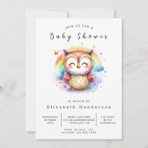 Invitation Baby shower moderne en ligne de hibou