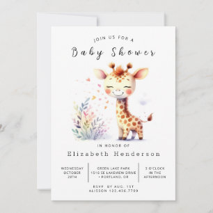 Invitation Baby shower moderne en ligne Giraffe