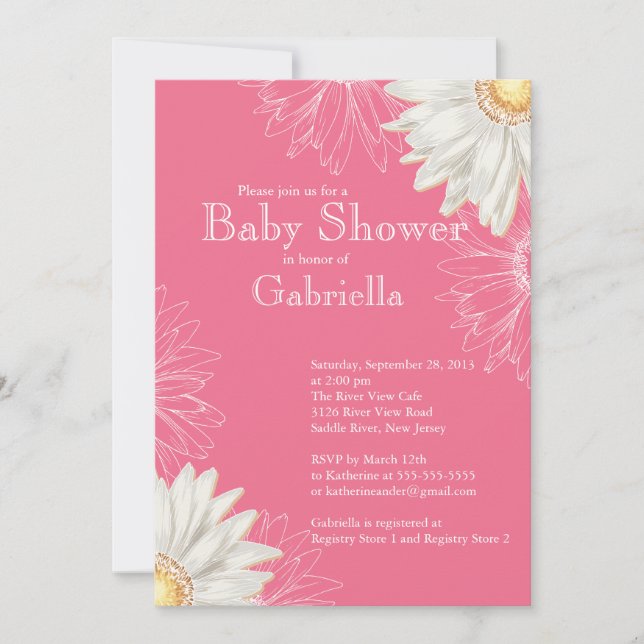 Invitation Baby shower moderne en marbre rose et blanc de Ger (Devant)