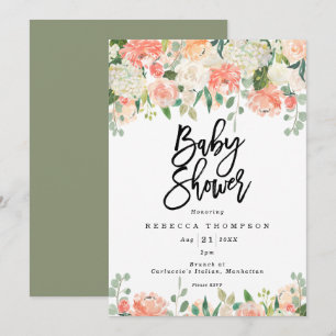 Invitation baby shower moderne et bavardé de pêche
