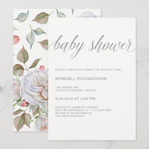 Invitation Baby shower moderne et élégant Délicat retour fl