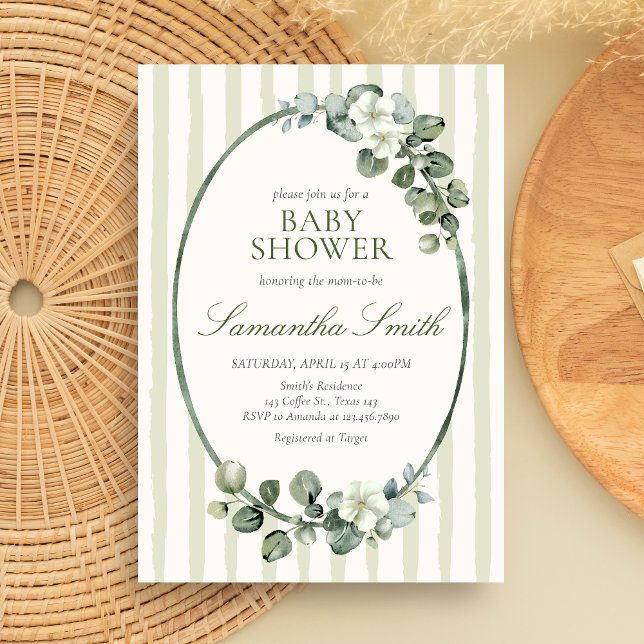 Invitation Baby Shower Moderne Eucalyptus (Créateur téléchargé)