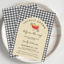 Baby Shower Moderne Gingham Gris Local