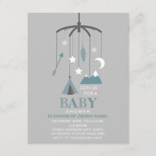 Invitation Baby shower moderne inspiré de Bohème de garçon