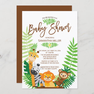 Invitation Baby shower moderne Jungle Safari