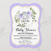 Baby shower moderne Lavender Elephant