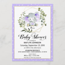 Baby shower moderne Lavender Elephant