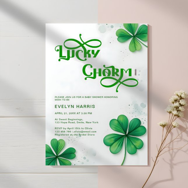 Invitation Baby shower moderne Lucky Charm St. Patrick's Day (Créateur téléchargé)