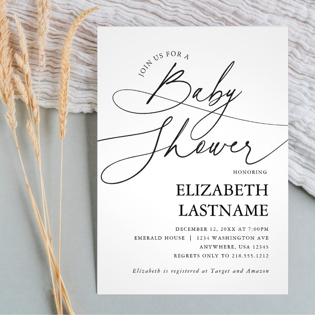 Invitation Baby Shower Moderne Minimaliste (Minimalist Modern Baby Shower Invitation)
