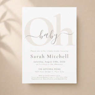 Invitation Baby-Shower Moderne Minimaliste et Mixte Oh Bébé