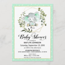 Baby shower moderne Mint Elephant