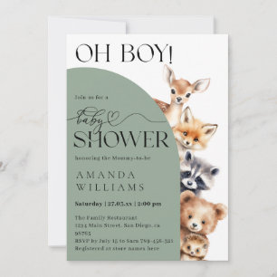 Invitation Baby shower moderne Neutre Boho Boodland