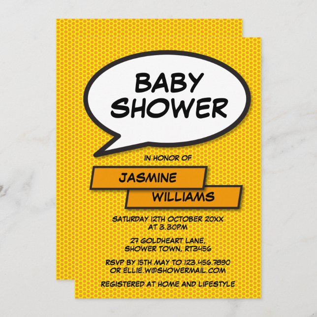 Invitation Baby shower moderne neutre pour les hommes et les  (Devant / Derrière)