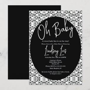 Invitation Baby Shower Moderne Noir Blanc Africain
