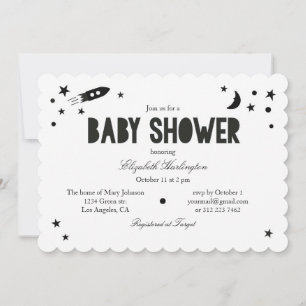 Invitation baby shower moderne. Noir et blanc
