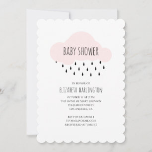 Invitation baby shower moderne. Nuage rose