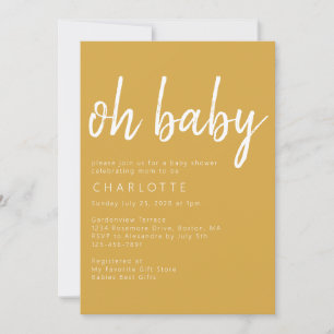 Invitation Baby shower moderne Oh Baby Jaune