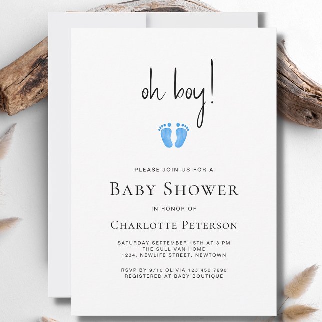 Invitation Baby shower moderne Oh Boy Blue (Créateur téléchargé)