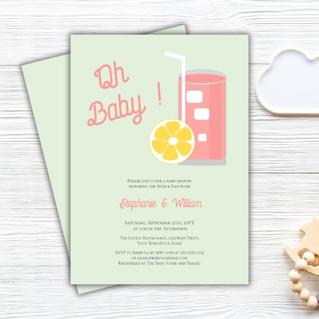 Invitation Baby Shower Moderne Oh Pink Lemonade (Créateur téléchargé)